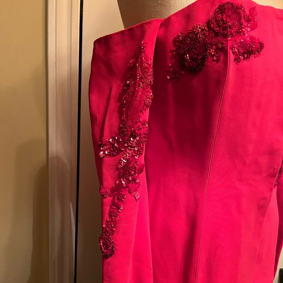 SemSem red off the shoulder beaded elegant top - Picture 6 of 8